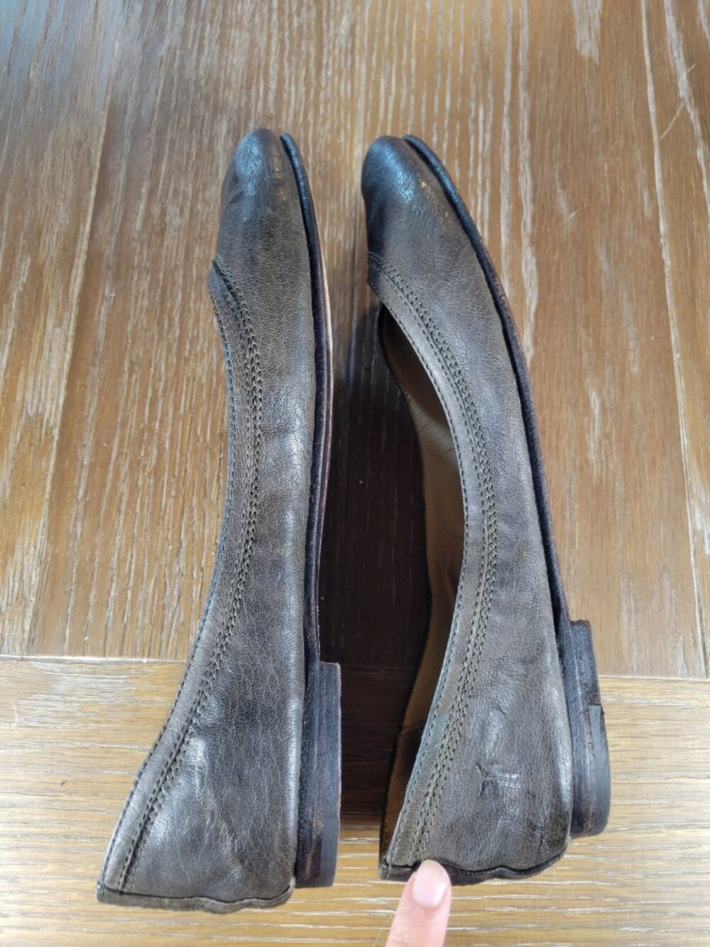 Frye Charcoal Gray Leather Ballet Flats Women's 8.5 B Round Toe Slip On - Picture 8 of 15
